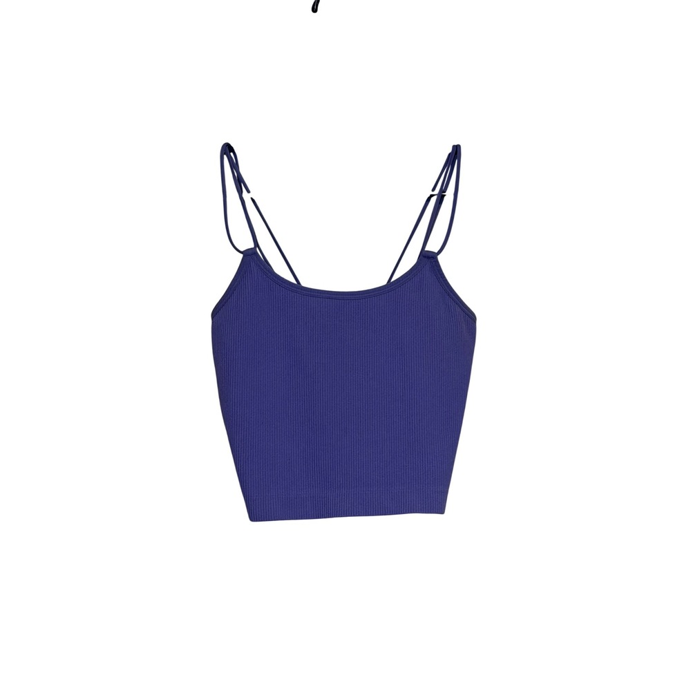 Colsie Ribbed Sport Bra Style Top Purple Double Strap Seamless Large